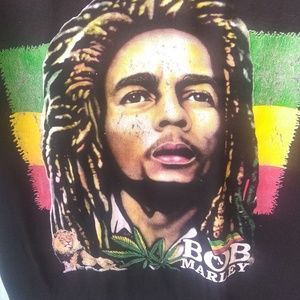 Bob Marley rap tee canna shirt black Jamaica